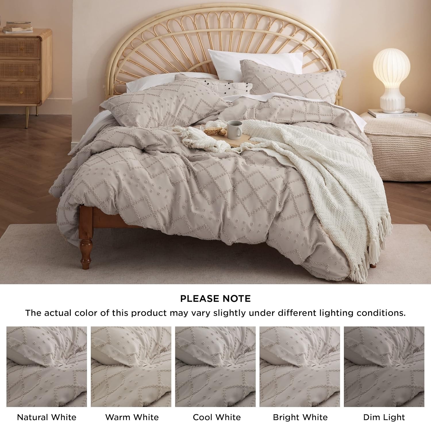 image:imageBedsure Boho Duvet Cover King Size  Rose Pink Tufted Boho Bedding Distressed Vintage Embroidery Bedding for All Seasons 3 Pieces 1 Soft Jacquard King Comforter Cover and 2 Pillow Shams04  Linen No Comforter