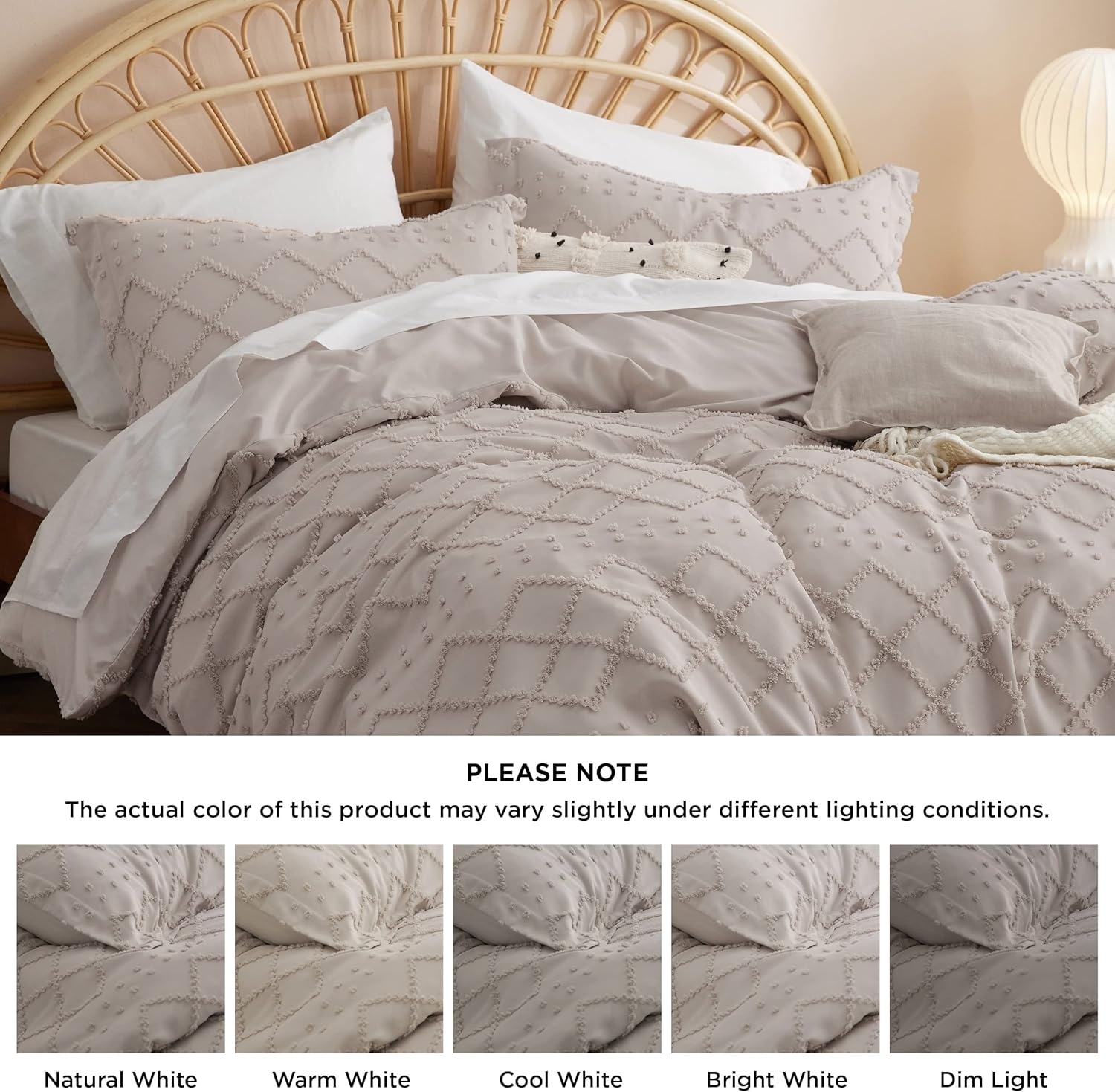 image:imageBedsure Boho Duvet Cover King Size  Rose Pink Tufted Boho Bedding Distressed Vintage Embroidery Bedding for All Seasons 3 Pieces 1 Soft Jacquard King Comforter Cover and 2 Pillow Shams04  Linen No Comforter