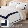 image:imageBedsure 100 Cotton Percale Duvet Cover Queen Luxury Hotel Duvet Cover White Comforter Cover with Embroidery PureWoven Breathable amp Lightweight Bedding Set for All Season 3 Pieces 90x9004  Hotel Navy Frame