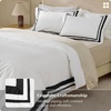 image:imageBedsure 100 Cotton Percale Duvet Cover Queen Luxury Hotel Duvet Cover White Comforter Cover with Embroidery PureWoven Breathable amp Lightweight Bedding Set for All Season 3 Pieces 90x9007  Hotel Black Frame