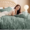 image:imageBedsure Boho Duvet Cover King Size  Rose Pink Tufted Boho Bedding Distressed Vintage Embroidery Bedding for All Seasons 3 Pieces 1 Soft Jacquard King Comforter Cover and 2 Pillow Shams16  Green No Comforter