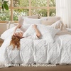 image:imageBedsure Boho Duvet Cover King Size  Rose Pink Tufted Boho Bedding Distressed Vintage Embroidery Bedding for All Seasons 3 Pieces 1 Soft Jacquard King Comforter Cover and 2 Pillow Shams01  White No Comforter