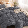 image:imageBedsure Boho Duvet Cover King Size  Rose Pink Tufted Boho Bedding Distressed Vintage Embroidery Bedding for All Seasons 3 Pieces 1 Soft Jacquard King Comforter Cover and 2 Pillow Shams15  Dark Grey No Comforter
