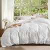 image:imageBedsure Boho Duvet Cover King Size  Rose Pink Tufted Boho Bedding Distressed Vintage Embroidery Bedding for All Seasons 3 Pieces 1 Soft Jacquard King Comforter Cover and 2 Pillow Shams01  White No Comforter