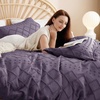 image:imageBedsure Boho Duvet Cover King Size  Rose Pink Tufted Boho Bedding Distressed Vintage Embroidery Bedding for All Seasons 3 Pieces 1 Soft Jacquard King Comforter Cover and 2 Pillow Shams00  Grayish Purple No Comforter