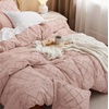 image:imageBedsure Boho Duvet Cover King Size  Rose Pink Tufted Boho Bedding Distressed Vintage Embroidery Bedding for All Seasons 3 Pieces 1 Soft Jacquard King Comforter Cover and 2 Pillow Shams19  Pink No Comforter