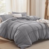 image:imageBedsure Boho Duvet Cover King Size  Rose Pink Tufted Boho Bedding Distressed Vintage Embroidery Bedding for All Seasons 3 Pieces 1 Soft Jacquard King Comforter Cover and 2 Pillow Shams38  Grey  Grid No Comforter