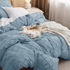 image:imageBedsure Boho Duvet Cover King Size  Rose Pink Tufted Boho Bedding Distressed Vintage Embroidery Bedding for All Seasons 3 Pieces 1 Soft Jacquard King Comforter Cover and 2 Pillow Shams09  Mineral Blueno Comforter