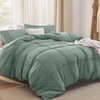 image:imageBedsure Boho Duvet Cover King Size  Rose Pink Tufted Boho Bedding Distressed Vintage Embroidery Bedding for All Seasons 3 Pieces 1 Soft Jacquard King Comforter Cover and 2 Pillow Shams37  Green  Grid No Comforter