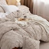 image:imageBedsure Boho Duvet Cover King Size  Rose Pink Tufted Boho Bedding Distressed Vintage Embroidery Bedding for All Seasons 3 Pieces 1 Soft Jacquard King Comforter Cover and 2 Pillow Shams21  Khaki No Comforter