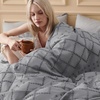 image:imageBedsure Boho Duvet Cover King Size  Rose Pink Tufted Boho Bedding Distressed Vintage Embroidery Bedding for All Seasons 3 Pieces 1 Soft Jacquard King Comforter Cover and 2 Pillow Shams20  Grey No Comforter