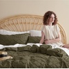 image:imageBedsure Boho Duvet Cover King Size  Rose Pink Tufted Boho Bedding Distressed Vintage Embroidery Bedding for All Seasons 3 Pieces 1 Soft Jacquard King Comforter Cover and 2 Pillow Shams22  Dark Green No Comforter