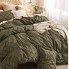 image:imageBedsure Boho Duvet Cover King Size  Rose Pink Tufted Boho Bedding Distressed Vintage Embroidery Bedding for All Seasons 3 Pieces 1 Soft Jacquard King Comforter Cover and 2 Pillow Shams22  Dark Green No Comforter