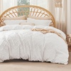 image:imageBedsure Boho Duvet Cover King Size  Rose Pink Tufted Boho Bedding Distressed Vintage Embroidery Bedding for All Seasons 3 Pieces 1 Soft Jacquard King Comforter Cover and 2 Pillow Shams01  White No Comforter