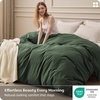 image:imageBedsure Duvet Cover Queen Size  100 Washed Cotton LinenLike Minimalist Bedding  PureWoven Plain Soft Comforter Cover for All Seasons 1 Duvet Cover Only Olive Green 90 x 9004  Olive Green Duvet Cover Only