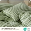 image:imageBedsure Floral Duvet Cover King Size  100 Cotton Reversible Entwined Vines Pattern Duvet Cover Set 3 Pieces Soft amp Breathable PureWoven Bedding Set with 2 Pillow Shams Linen Vines 104x9012  Sage Green Gingham No Comforter