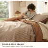 image:imageBedsure Floral Duvet Cover King Size  100 Cotton Reversible Entwined Vines Pattern Duvet Cover Set 3 Pieces Soft amp Breathable PureWoven Bedding Set with 2 Pillow Shams Linen Vines 104x9011  CamelBrown Stripes No Comforter