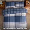image:imageBedsure Floral Duvet Cover King Size  100 Cotton Reversible Entwined Vines Pattern Duvet Cover Set 3 Pieces Soft amp Breathable PureWoven Bedding Set with 2 Pillow Shams Linen Vines 104x9014  Navy Buffalo Plaid No Comforter