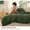 image:imageBedsure Floral Duvet Cover King Size  100 Cotton Reversible Entwined Vines Pattern Duvet Cover Set 3 Pieces Soft amp Breathable PureWoven Bedding Set with 2 Pillow Shams Linen Vines 104x9010  Olive Green Stripes No Comforter