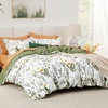 image:imageBedsure Floral Duvet Cover King Size  100 Cotton Reversible Entwined Vines Pattern Duvet Cover Set 3 Pieces Soft amp Breathable PureWoven Bedding Set with 2 Pillow Shams Linen Vines 104x9018  Green No Comforter