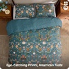image:imageBedsure Floral Duvet Cover King Size  100 Cotton Reversible Entwined Vines Pattern Duvet Cover Set 3 Pieces Soft amp Breathable PureWoven Bedding Set with 2 Pillow Shams Linen Vines 104x9016  Vintage Teal Floral No Comforter