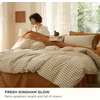 image:imageBedsure Floral Duvet Cover King Size  100 Cotton Reversible Entwined Vines Pattern Duvet Cover Set 3 Pieces Soft amp Breathable PureWoven Bedding Set with 2 Pillow Shams Linen Vines 104x9009  Khaki Gingham No Comforter
