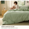 image:imageBedsure Floral Duvet Cover King Size  100 Cotton Reversible Entwined Vines Pattern Duvet Cover Set 3 Pieces Soft amp Breathable PureWoven Bedding Set with 2 Pillow Shams Linen Vines 104x9012  Sage Green Gingham No Comforter