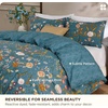 image:imageBedsure Floral Duvet Cover King Size  100 Cotton Reversible Entwined Vines Pattern Duvet Cover Set 3 Pieces Soft amp Breathable PureWoven Bedding Set with 2 Pillow Shams Linen Vines 104x9016  Vintage Teal Floral No Comforter
