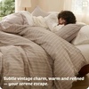 image:imageBedsure Floral Duvet Cover King Size  100 Cotton Reversible Entwined Vines Pattern Duvet Cover Set 3 Pieces Soft amp Breathable PureWoven Bedding Set with 2 Pillow Shams Linen Vines 104x9008  TanWhite Stripes No Comforter