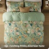 image:imageBedsure Floral Duvet Cover King Size  100 Cotton Reversible Entwined Vines Pattern Duvet Cover Set 3 Pieces Soft amp Breathable PureWoven Bedding Set with 2 Pillow Shams Linen Vines 104x9006  Green Garden No Comforter