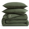 image:imageBedsure Muslin Duvet Cover Queen Size  100 Cotton 3Layer Gauze Duvet Cover PureWoven UltraSoft amp Breathable Bedding Set with Zipper Closure and 8 Corner Ties Linen Queen 90x9002  3layer Gauze  Olive Greenno Comforter