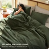 image:imageBedsure Muslin Duvet Cover Queen Size  100 Cotton 3Layer Gauze Duvet Cover PureWoven UltraSoft amp Breathable Bedding Set with Zipper Closure and 8 Corner Ties Linen Queen 90x9002  3layer Gauze  Olive Greenno Comforter