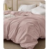 image:imageBedsure Duvet Cover Queen Size  100 Washed Cotton LinenLike Minimalist Bedding  PureWoven Plain Soft Comforter Cover for All Seasons 1 Duvet Cover Only Olive Green 90 x 9007  Petal Pink Duvet Cover Only