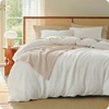 image:imageBedsure Muslin Duvet Cover Queen Size  100 Cotton 3Layer Gauze Duvet Cover PureWoven UltraSoft amp Breathable Bedding Set with Zipper Closure and 8 Corner Ties Linen Queen 90x9003  3layer Gauze  Bright Whiteno Comforter