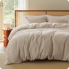 image:imageBedsure Muslin Duvet Cover Queen Size  100 Cotton 3Layer Gauze Duvet Cover PureWoven UltraSoft amp Breathable Bedding Set with Zipper Closure and 8 Corner Ties Linen Queen 90x9004  3layer Gauze  Light Brownno Comforter