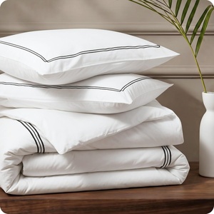 image:imageBedsure 100 Cotton Percale Duvet Cover Queen Luxury Hotel Duvet Cover White Comforter Cover with Embroidery PureWoven Breathable amp Lightweight Bedding Set for All Season 3 Pieces 90x9005  Hotel Frame Embroidery