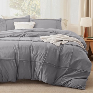 image:imageBedsure Boho Duvet Cover King Size  Rose Pink Tufted Boho Bedding Distressed Vintage Embroidery Bedding for All Seasons 3 Pieces 1 Soft Jacquard King Comforter Cover and 2 Pillow Shams38  Grey  Grid No Comforter