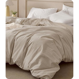 image:imageBedsure Duvet Cover Queen Size  100 Washed Cotton LinenLike Minimalist Bedding  PureWoven Plain Soft Comforter Cover for All Seasons 1 Duvet Cover Only Olive Green 90 x 9002  Oatmeal Duvet Cover Only