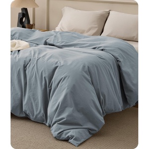 image:imageBedsure Duvet Cover Queen Size  100 Washed Cotton LinenLike Minimalist Bedding  PureWoven Plain Soft Comforter Cover for All Seasons 1 Duvet Cover Only Olive Green 90 x 9005  Dusty Blue Duvet Cover Only