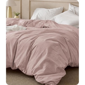 image:imageBedsure Duvet Cover Queen Size  100 Washed Cotton LinenLike Minimalist Bedding  PureWoven Plain Soft Comforter Cover for All Seasons 1 Duvet Cover Only Olive Green 90 x 9007  Petal Pink Duvet Cover Only
