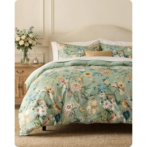 image:imageBedsure Floral Duvet Cover King Size  100 Cotton Reversible Entwined Vines Pattern Duvet Cover Set 3 Pieces Soft amp Breathable PureWoven Bedding Set with 2 Pillow Shams Linen Vines 104x9006  Green Garden No Comforter
