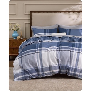 image:imageBedsure Floral Duvet Cover King Size  100 Cotton Reversible Entwined Vines Pattern Duvet Cover Set 3 Pieces Soft amp Breathable PureWoven Bedding Set with 2 Pillow Shams Linen Vines 104x9014  Navy Buffalo Plaid No Comforter