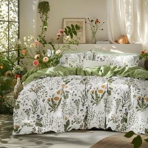 image:imageBedsure Floral Duvet Cover King Size  100 Cotton Reversible Entwined Vines Pattern Duvet Cover Set 3 Pieces Soft amp Breathable PureWoven Bedding Set with 2 Pillow Shams Linen Vines 104x9018  Green No Comforter