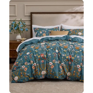 image:imageBedsure Floral Duvet Cover King Size  100 Cotton Reversible Entwined Vines Pattern Duvet Cover Set 3 Pieces Soft amp Breathable PureWoven Bedding Set with 2 Pillow Shams Linen Vines 104x9016  Vintage Teal Floral No Comforter
