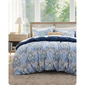 image:imageBedsure Floral Duvet Cover King Size  100 Cotton Reversible Entwined Vines Pattern Duvet Cover Set 3 Pieces Soft amp Breathable PureWoven Bedding Set with 2 Pillow Shams Linen Vines 104x9003  Blue Paisley No Comforter