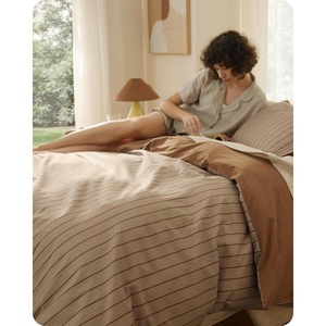 image:imageBedsure Floral Duvet Cover King Size  100 Cotton Reversible Entwined Vines Pattern Duvet Cover Set 3 Pieces Soft amp Breathable PureWoven Bedding Set with 2 Pillow Shams Linen Vines 104x9011  CamelBrown Stripes No Comforter