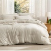 image:imageBedsure Beige Bed Set Queen Size Soft Bed in a Bag 7 Pieces Alternative Comforter Set for All Seasons Breathable Marshmallow Prewashed Bedding Set with Comforters Sheets Pillowcases amp ShamsBeige