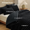 image:imageBedsure Gentlesoft 2in1 Oversized King Comforter Set and Detachable Fluffy Blanket Beige Bedding Set for All Season Use Detachable Design for Space Saving Includes 2 Pillow Shams 2 Pillowcases04  Black