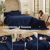 image:imageBedsure Gentlesoft 2in1 Oversized King Comforter Set and Detachable Fluffy Blanket Beige Bedding Set for All Season Use Detachable Design for Space Saving Includes 2 Pillow Shams 2 Pillowcases05  Navy Blue