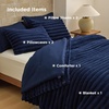 image:imageBedsure Gentlesoft 2in1 Oversized King Comforter Set and Detachable Fluffy Blanket Beige Bedding Set for All Season Use Detachable Design for Space Saving Includes 2 Pillow Shams 2 Pillowcases05  Navy Blue